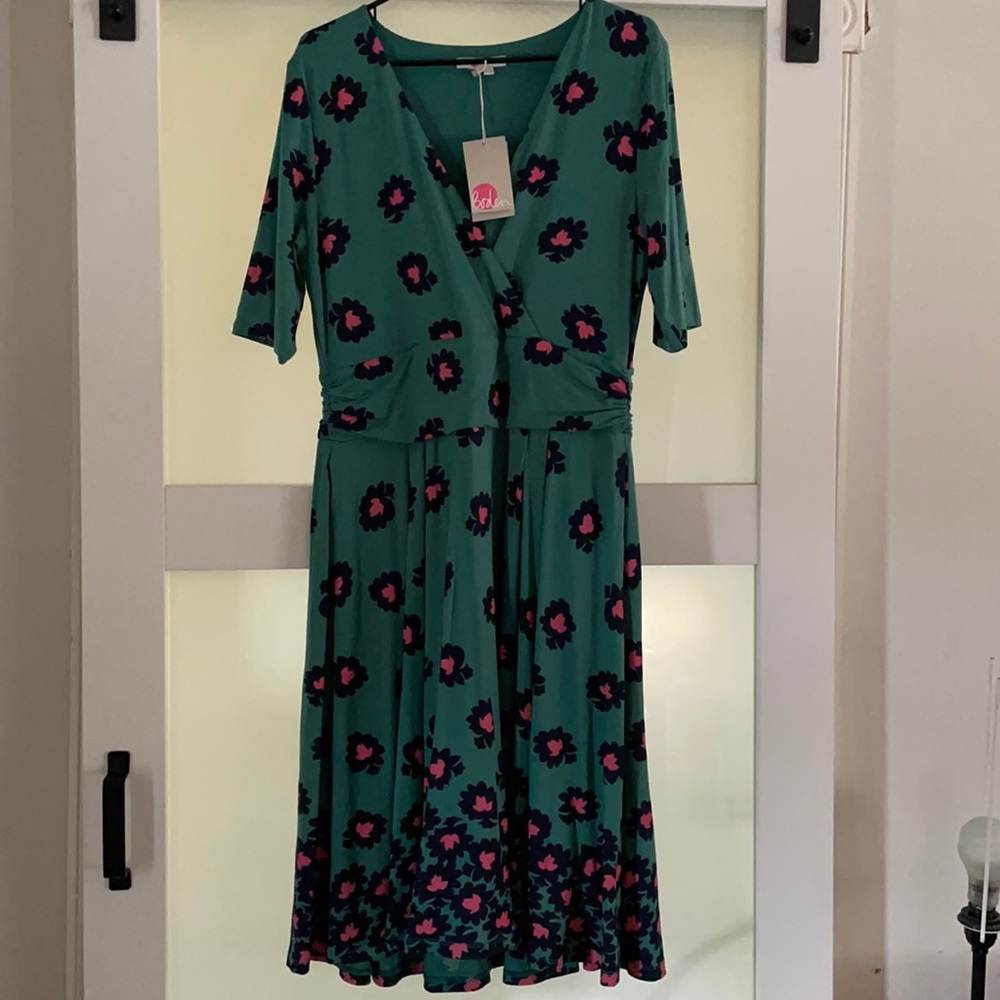 Green Patterned Boden Dress size 12L